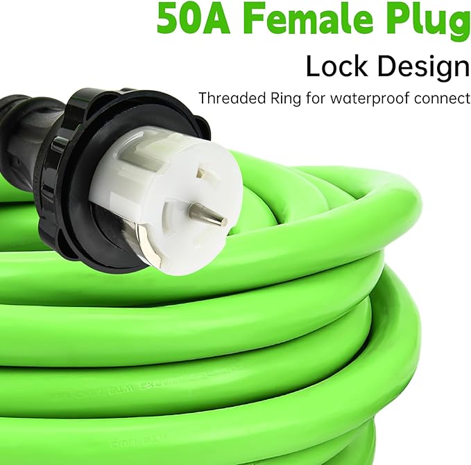 NEMA 14-50P to SS2-50R 15FT Generator Extension Cord 125/250V 50 Amp 14-50P Male Connector to SS2-50R Twist Lock Female RV Connector for RV EV Camper Generator