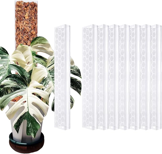8 Pack 17 Inch Plastic Moss Pole for Monstera | Stackable Plant Support for Indoor Climbing Plants, Durable Plant Stake for Philodendron & Pothos