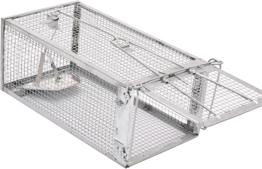Kensizer Humane Rat Trap, Chipmunk Rodent Trap that Work for Indoor and Outdoor Small Animal - Mouse Voles Hamsters Live Cage Catch and Release 1-Pack Small 10.5" L x 5.5" W x 4.5" H
