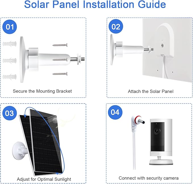 Solar Panel for Ring Camera, Compatible with Ring Stick Up Cam (2nd/3rd Gen) & Pro, Spotlight Cam Plus/Pro (Battery), 7W Solar Charger with USB-C to 3.5mm Adapter, 8.8ft Cable & 360° Mount