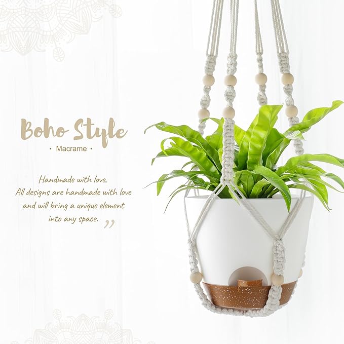 Mkono Hanging Plant Bracket and 7.5 Inch Hanging Planters Set, Hanging Baskets Flower Pot Holders with Hooks
