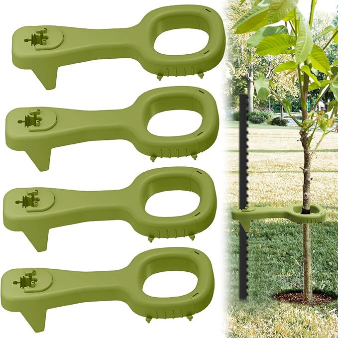 Tree Supports Young Trees, 4 PCS Tree Holder Stabilizer Support Tree Straightening Kit for Leaning Tree, Greater Stability Can Withstand Severe Weather（T-Posts Unincluded）