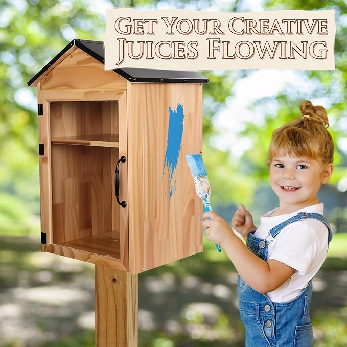 FAHKNS Little Library Box Outdoor, 2-Tier Little Library for Neighborhoods Community School, Weatherproof Wood with Adjustable Shelf & Rust-Proof Hinges, Sharing Books, Newspapers and Literature