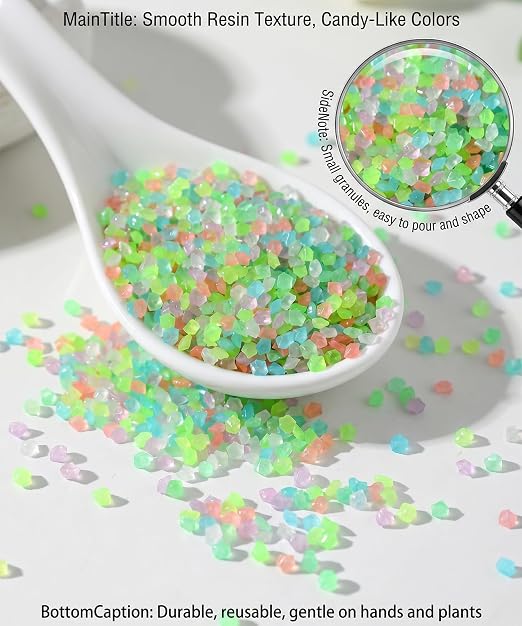Glow in The Dark Stones,Outdoor Glow Rocks for Landscaping 4.4LB | 80000PCS, 0.07-0.2in non-toxic resinn, Long luminous time, waterproof & weather-resistant for yard, pool and fish tank decor.