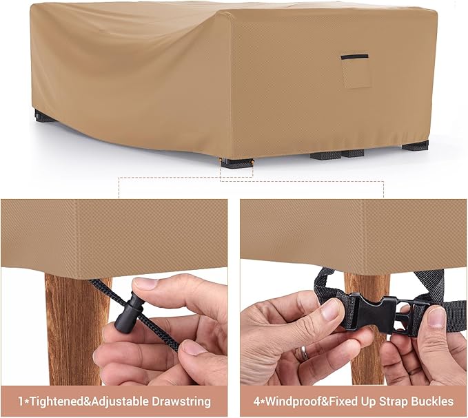Mrrihand Heavy Duty Patio Furniture Covers, Outdoor Furniture Covers Waterproof Sectional Sofa Set, Patio Table and Chair Set Cover 98" L×78" W×30" H,Brown