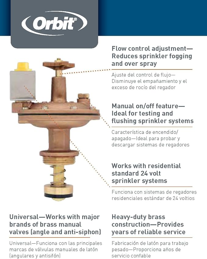 2-Pack Orbit 57034 3/4" Brass Automatic Converter Sprinkler Valve with Flow Control