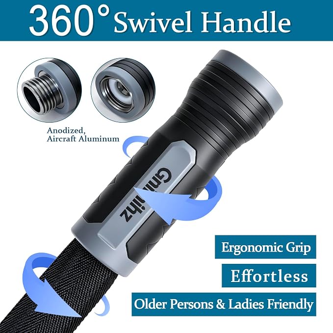 Garden Hose 50 ft, Made of TPE (BetterThan PVC/Hybrid Polymer), Lightweight yet Durable Water Hose with Ergonomic Grip, Drinking Water Safe Material, All-Weather, 3/4" GHT Fittings