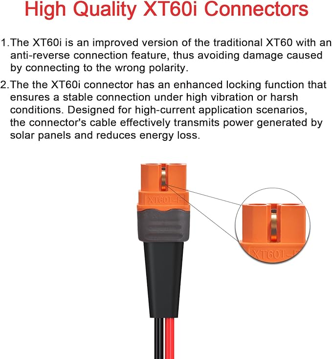 ELFCULB 10AWG 100FT Solar to XT60i Cable 2 6 10 25 35 50 75 100FT Solar Connector to XT60i Adapter Cable for Portable Power Station