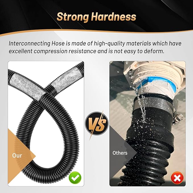 Pool Pump Filter Connection Hose 1-1/2" by 3FT, Replacement Hose for Above Ground Pools Skimmer Filters & Pumps, Black