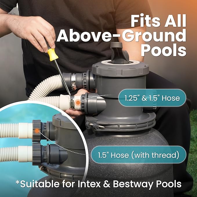Sand Filter Pump for Above Ground Pool, Pool Pumps Above Ground, Pool Sand Filter with 6-Way Valve, Efficient Filtration, 10in, Up to 11,000 Gallons