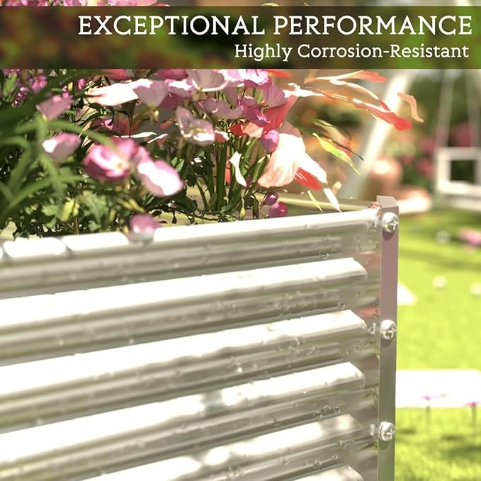 4 Pack Tall Corrugated Galvanized Steel Raised Garden Bed Outdoor, Metal Above Ground Garden Bed for Vegetables and Flowers, Rectangle Raised Beds for Gardening-4x2FT