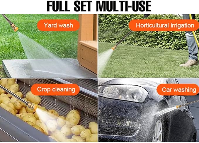 8-Part Pressure Washer Gun Replacement Kit, 5 Quick Connect Spray Nozzles, 3600PSI Power Washer Gun, 26Ft 3000PSI Hose, 19" Jet Wand, Pressure Washer Parts