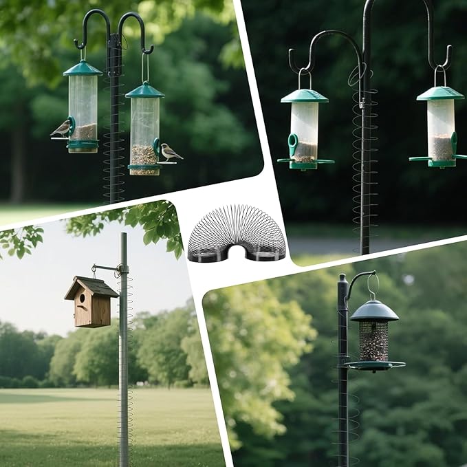 Foneso 2.3in Squirrel Proof Spring Device 2 Pack, Metal Squirrel Baffle Barrier Spring Guard, Hanging Coil Garden Accessories for Outdoor Bird Feeder Poles