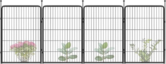 FXW Garden Fence Outdoor for the Yard – 40in(H) x 9.1ft(L) Heavy Duty Metal Animal Barrier for Dog, No Dig Decorative Dog Fence, 4 Panels, Black
