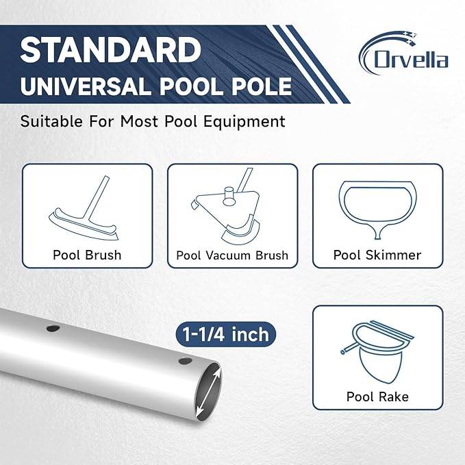 Pool Pole, 16FT Telescopic Pool Cleaning Pole, Professional Aluminum Swimming Pool Poles, 1-1/4" Universal Connector for Skimmer Net, Brush & Vacuum Head