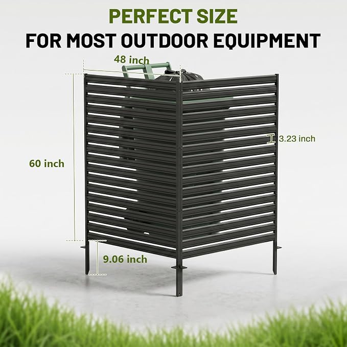 1 Panel No Dig Privacy Fence Screen, 60" H × 48" W Metal Outdoor Air Conditioner Fencing for AC Unit Cover, Hide Trash Bins, & Pool Equipment Enclosure, Decorative Garden, Patio & Backyard, Rustproof