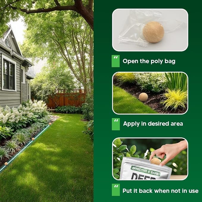 Deer Repellent Outdoor, Rabbits Repellent for Garden, Bunny Repellent, Deer Deterrent for Plants, Keeps Deer & Rabbit Away from Yard, Lasting for 2 Months, Safe for Humans & Pets-8 Pack