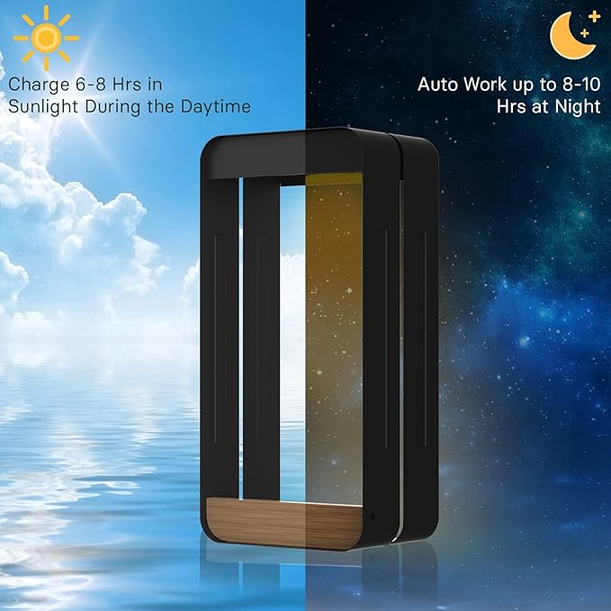 Grand patio Outdoor LED Solar Wall Sconce with Shelf Planter, Waterproof Solar-Powered Decorative Wall Lamp for Porch and Patio, Black, L-Rectangle