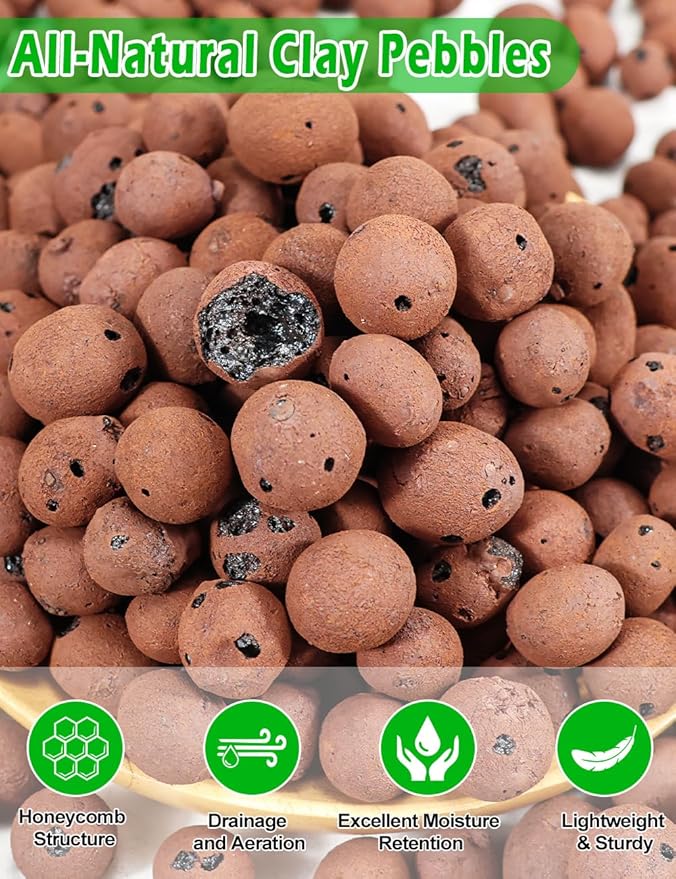 TOYPOPOR Leca Clay Pebbles for Plants, (3 Quarts) Leca Balls, Lightweight Clay Ball, Potting Mix, Grow Media Used for Drainage, Decoration, Aquaponics, Hydroponics and Other Gardening Essentials