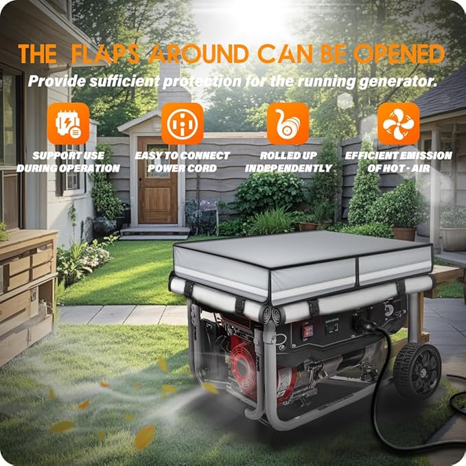 2025 Upgrade 900D+210D Heavy Duty Thicken Fabric. GUYISS Generator Covers While Running. 360° All-round Double-layer Protection. 30’’L×30’’W×27’’H. The Top can be Opened for Adding fuel. Gray.