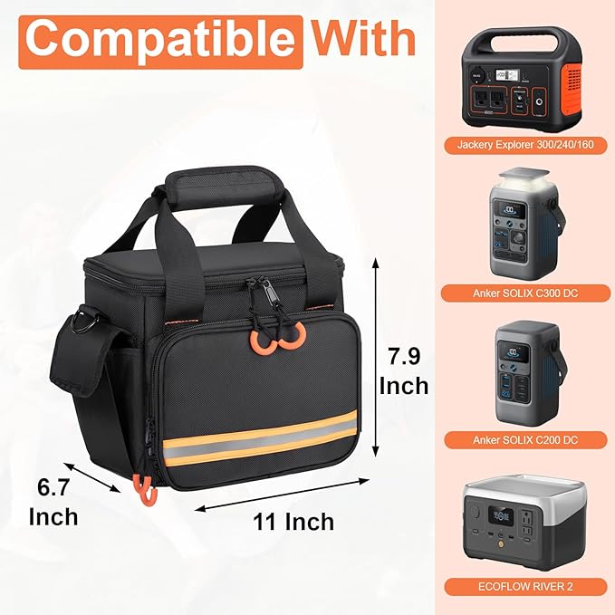 Portable Station Bag Compatible with Jackery Portable Power Station Explorer 160/240/300, with Plenty of Room for Accessories, Waterproof and Non-slip Bottom and Abrasion-resistant Nylon Fabric