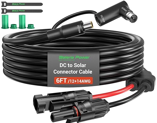 6FT Solar Connector to 8mm Adapter Cable with DC8020/7909 Compatible with BLUETTI, Yeti, Anker, Jackery Portable Power Station for Camping, RV, Emergency Use