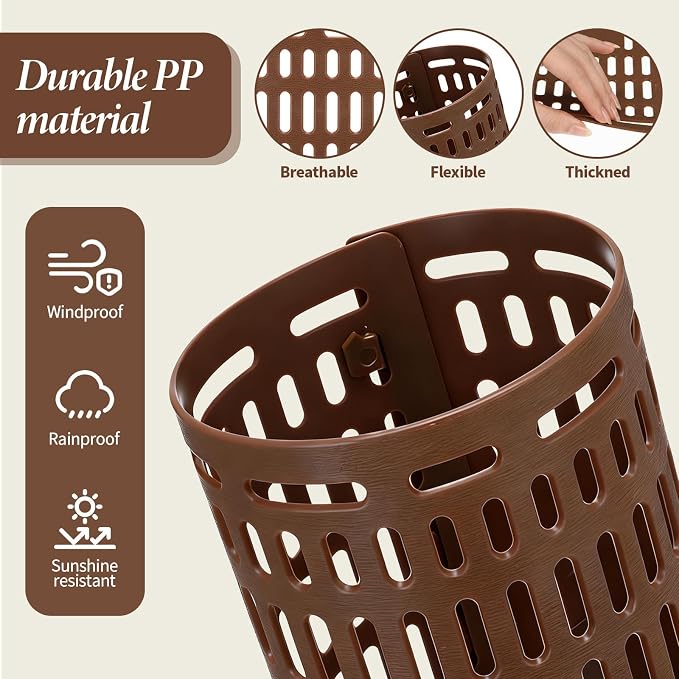 Boao 15 Pieces Plastic Tree Trunk Protector Trees Guard Bark Plant Protectors Locking Tree Guard with 100 Pieces Zip Ties for Protecting Trees from Trimmers and Small Animals (Brown)