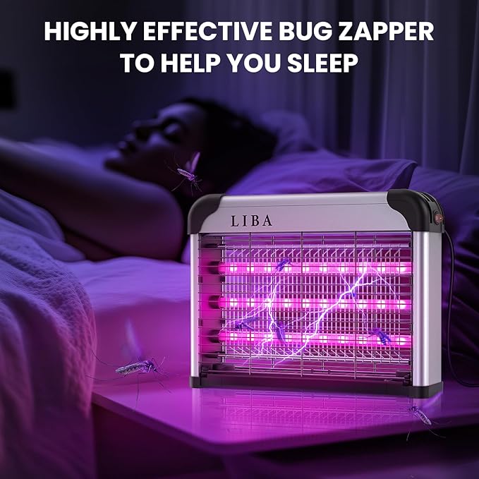LiBa LED Indoor Bug Zapper, Electric Mosquito Killer Fly Zapper with Dual UV Wavelength Attraction, High Voltage Fly Trap Mosquito Trap Over 10-Year Lifespan LED Bulbs Light, Safe for Kids/Pets