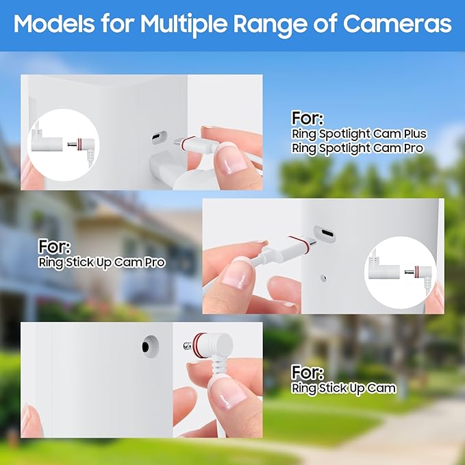Solar Panel for Ring Camera, 2 Pack solar panels for Ring Security Camera, 5W Solar Panel with 10FT/3M Long Cable Dustproof Waterproof, Solar Charger Compatible with Spotlight & Stick Up Outdoor Cam