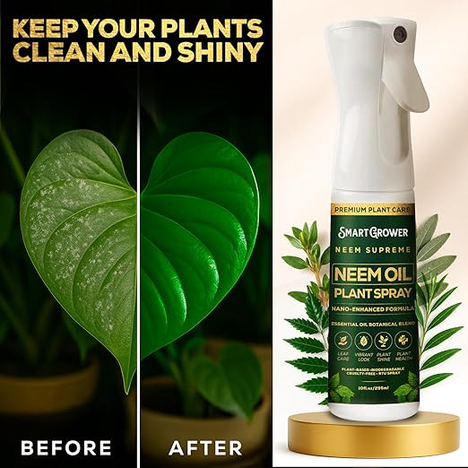 Neem Oil Spray for Plants Botanical Blend Premium Continuous Sprayer – Plant Wash with Natural Essential Oils, Ready-to-Use Plant Mister Spray for Gardens, Houseplants, Indoor & Outdoor – 10 oz