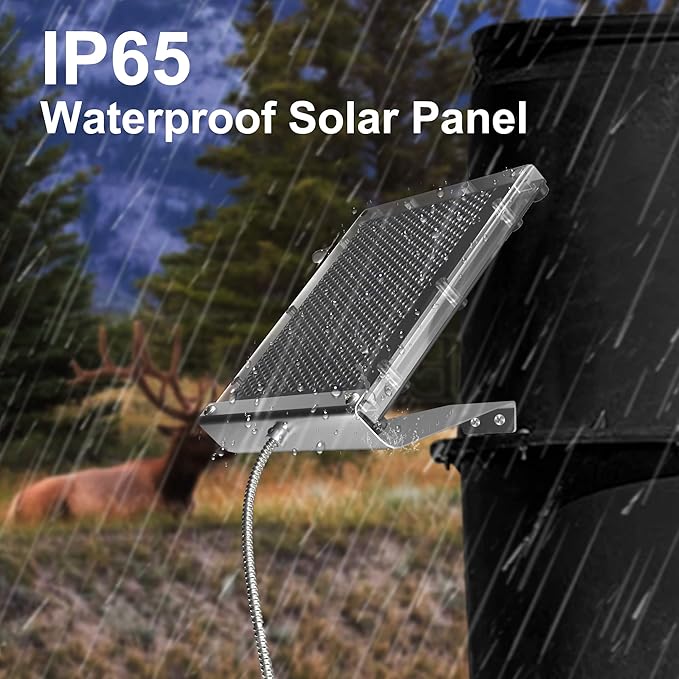 POWOXI Solar Panel for Deer Feeder 6V 1.5W Waterproof Solar Battery Charger with Mounting Bracket Alligator Clip Game Feeders Solar Panel 6 Volt