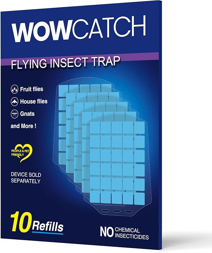10 PCS Sticky Refills for Indoor Fly Trap, Original Replacement Glue Cards for Flying Insect Trap, Compatible with N386E & N386E-Pro (Refills Only)
