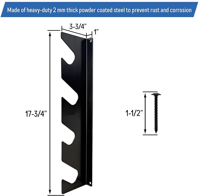 A.A Garage Tool Organizer Wall Mount, Shed Organization Racks, Garden Tool Organizer for Shovels and Rakes, Solid Steel - Holds 100 lbs (2 Sets)