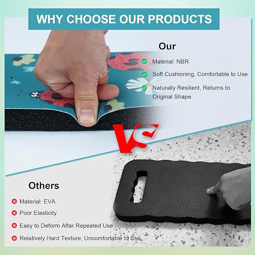 MELOTOUGH Garden Kneeling Pad, 1" Thick Soft NBR Foam Kneeling Pads for Gardening, Cleaning, Work - Lightweight & Comfortable, 15.75"x7.2" (Ladybug & Black)