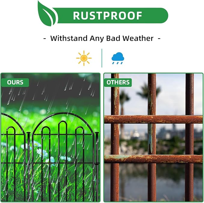 28ft in x 22in Decorative Garden Fence, 26 Pack Arched No Dig Animal Barrier Fence for Dog Rabbit, Garden Edging Border, Rustproof Metal Ground Stake Border for Outdoor Yard Patio Decor
