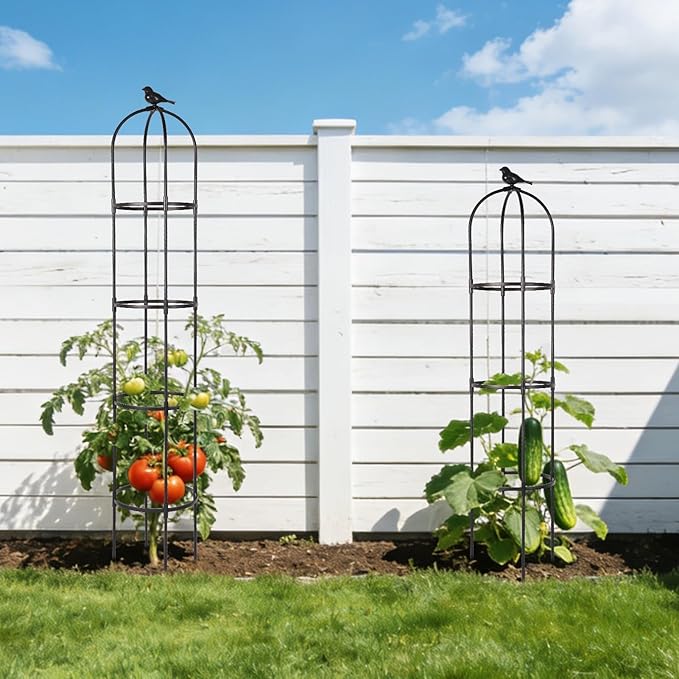 Garden Obelisk Trellis for Climbing Plants Outdoor, 6.3 ft Tall Trellis for Roses Clematis Jasmine Ivy Flower Light Climbing Vines Potted Plant Support, Patio, Yard, Black, 1PCS