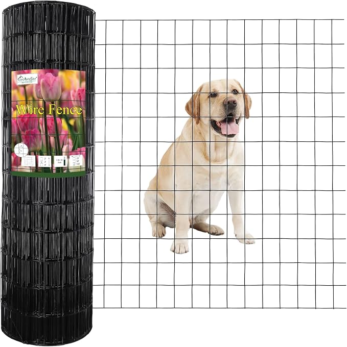 FOREHOGAR Black PVC Coated Welded Wire Fence 36 Inch x 100 Foot, 2 Inch x 3 Inch 16GA, Garden Border Fencing Roll Vinyl Coating Metal Wire Mesh for Yard Vegetable Plant Protection Poultry Netting