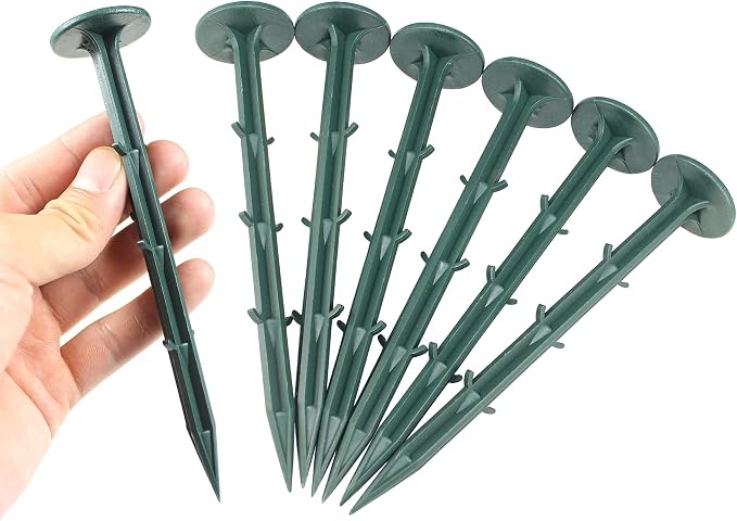 6-Inch Plastic Stakes Sturdy Lawn Nails Anchors Rustproof(200) | Plastic Garden Lawn Nails for Holding Down Landscape Fabric Lawn Edging, Weed Barrier, Tents, Game Nets and Rain Tarps