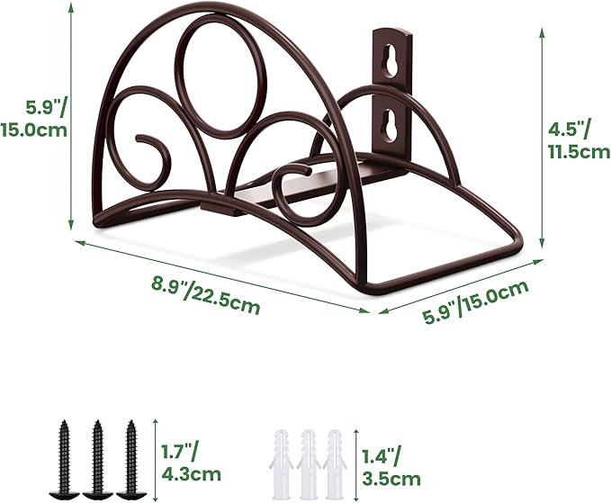 Metal Garden Hose Holder - Wall Mounted Water Hose Holder - Hose Hanger Heavy Duty for Water Hose Extension Cords Vacuum Hose bronze