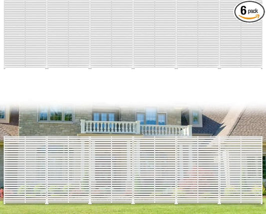 Privacy Fence Screen with Stand 6 Panel 72" H×47" W HDPE Decorative Privacy Panels with Stand, Air Conditioner Fence Panels, Privacy Screen for Outdoor Backyard, Balcony, Pool