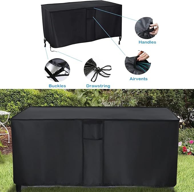 Deck Box Cover Fit for Keter Westwood 150 Gallon Resin Large Deck Box, Patio Furniture Cushion Storage Box Cover Waterproof Dustproof for Outdoor Storage Box- 63” Lx 30”W x 25”H