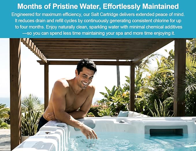 Upgrade Salt Water System Cartridge Replacement for Spas & Hot Tubs, Compatible with Hot Springs Highlife & Limelight, Chlorine-Generating Filter, Soft, Fresh Water, Reduces Dry Eyes, Itchy Skin