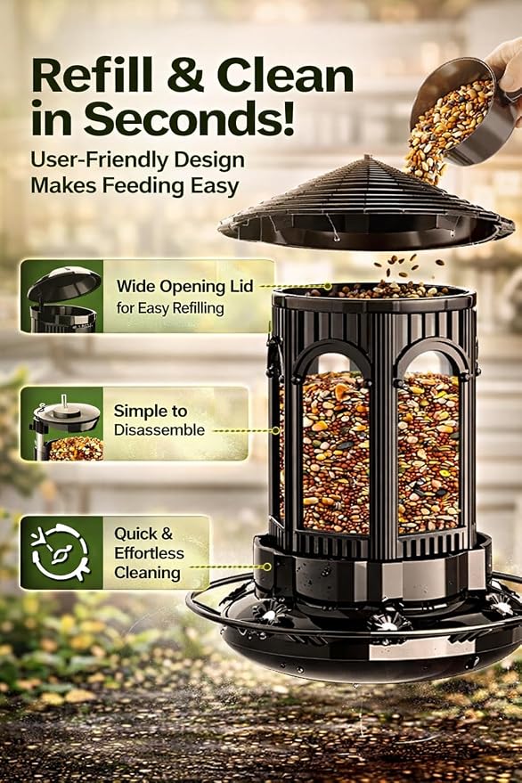 Premium Bird Feeder for Outdoor Hanging | Weather-Resistant & Durable Design | Easy Refill & Clean | Ideal for Garden, Patio & Backyard | Attracts Wild Birds