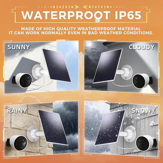 Solar Panel Compatible with Simplisafe Outdoor Camera, IP65 Waterproof, 360° Adjustable Panel for Outdoor Security Camera Series 2 Wireless and Wired, 13FT Charging Cable