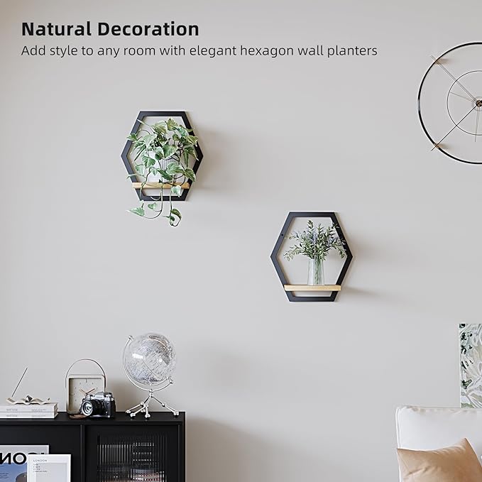 3 Packs Wall Plant Stand with Board (2 pack black)