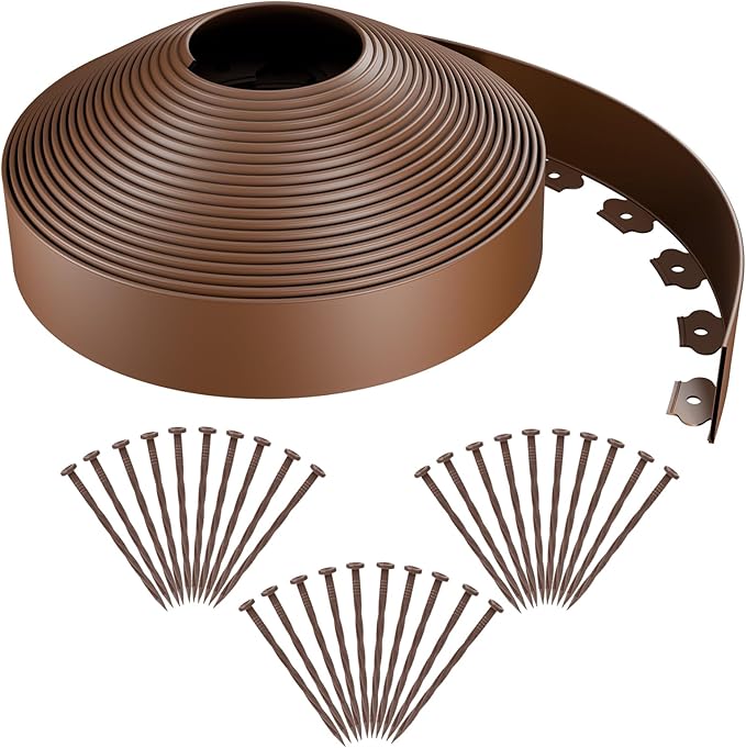 AGTEK Garden Edging 49FT Landscape Edging Kit 3 Inch Height Plastic Garden Border No Dig Lawn Border for Yard Flower Bed with 30 Stakes