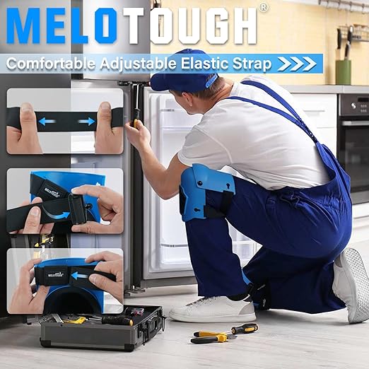 MELOTOUGH Knee Pads for Work,Construction,Flooring,Gardening-Comfortable and Flexible(Blue)