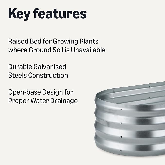 Amazon Basics Raised Garden Bed, Galvanized Steel, 48 x 24 x 12 inches, Silver