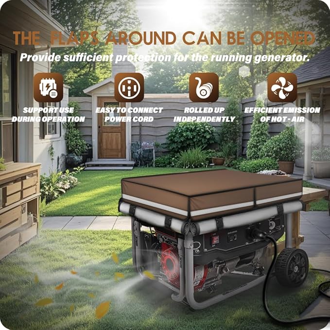 2025 Upgrade 900D+210D Heavy Duty Thicken Fabric. GUYISS Generator Covers While Running. 360° All-round Double-layer Protection. 38’’L×28’’W×27’’H. The Top can be Opened for Adding fuel. Coffee.