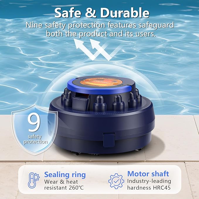 X2 Cordless Pool Cleaner Robot, Robotic Pool Vacuum for Above/In Ground Pool, 45W Dual-Motor, Self-Parking, Enhanced with 2L Debris Capacity